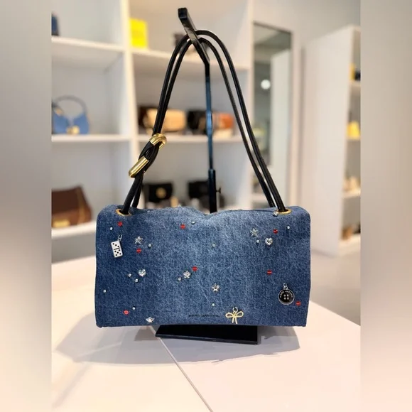 NWT Marc Jacobs the trinket charm denim large dual bag - Picture 2 of 8